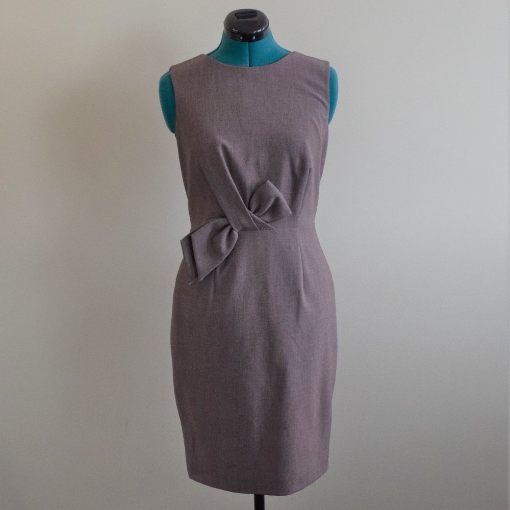 Gray Bow Sheath Dress Sleeveless
